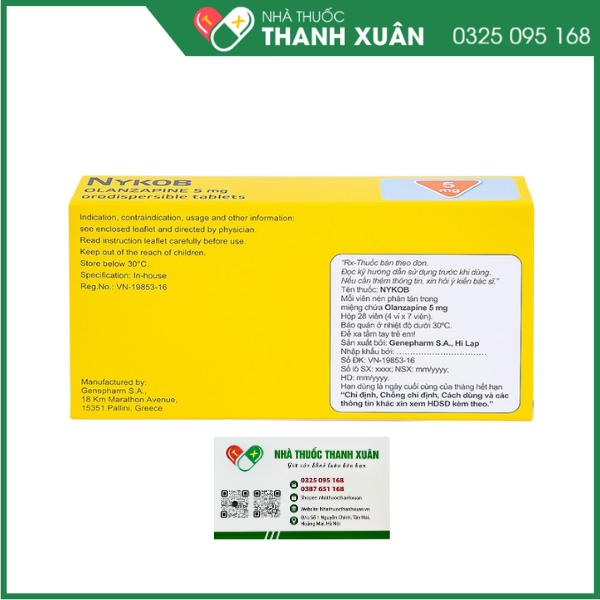 Viên nén Nykob 5mg điều trị tâm thần phân liệt